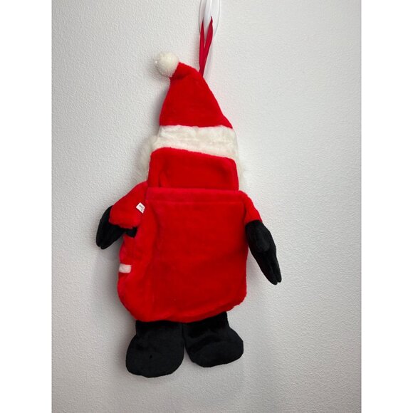 Vintage 3D Santa Claus 21" Hanging Plush Christmas Stocking Pockets Front and Ba - Picture 3 of 5